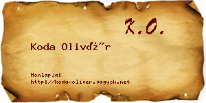 Koda Olivér névjegykártya